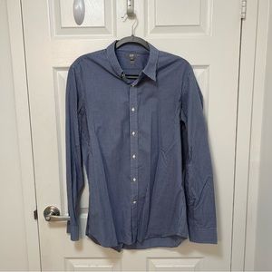 Uniqlo Men’s Slim Fit Long Sleeve Button-Down Shirt Checkered Blue Size L